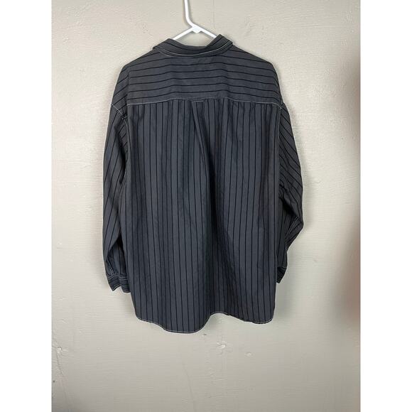 Cultura International Black Pinstripe Button-Up Dress Shirt, Size 3X - Picture 8 of 10